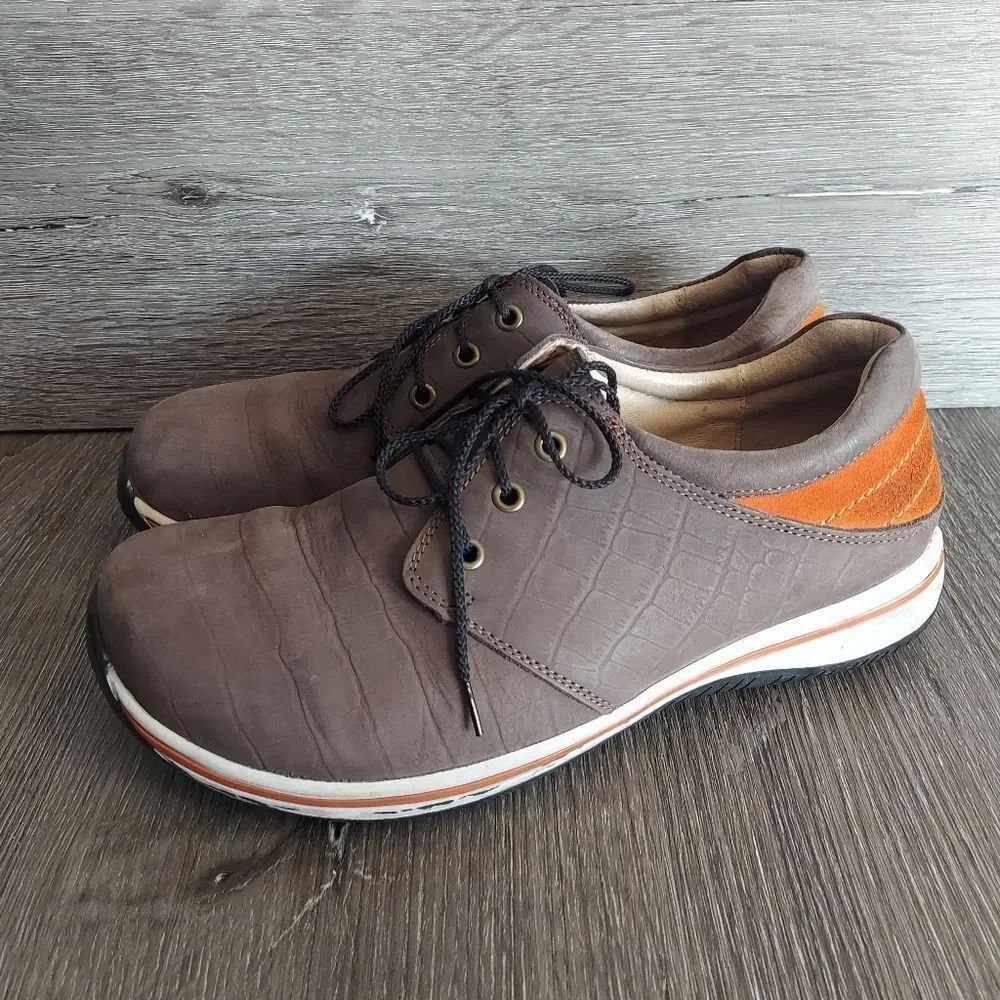 Alegria Alex Cafe/Orange Comfort Oxford Leather Shoes 42 - Picture 4 of 9